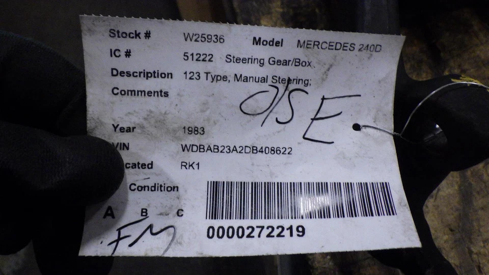 MERCEDES 240D Steering Gear/Box 123 Type, Manual Steering; 77 - 83 - Image 4 of 4