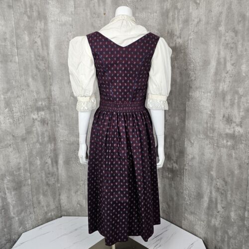 Vintage 80s Austrian Dirndl Bodice Traditional Folk Dress w/ Apron Trachten - Picture 7 of 14