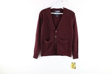 NOS Vintage Youth Size 12 Blank School Uniform Knit Cardigan Sweater Burgundy