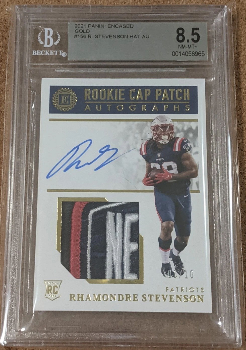 Rhamondre Stevenson Panini Encased Rookie Triple Memorabilia #RTMRS Gold