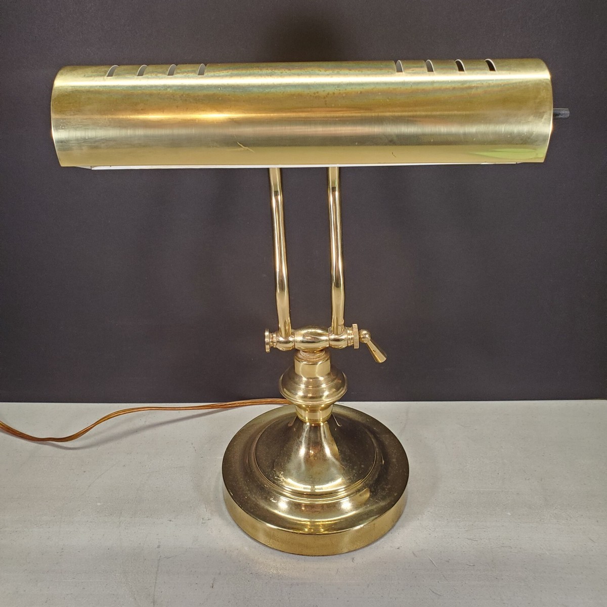 Brass Piano Bankers Desk Lamp Double Hinged Light w/Edison Bulb