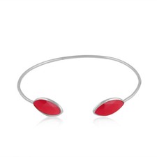 Pink Chalcedony Gemstone Women's 925 Sterling Silver Cuff Bangles Jewelry