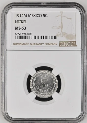 1914M Mexico 5 Centavos NGC MS63