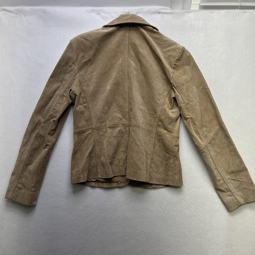 New York & Company Women's Brown Suede Leather Jacket Size 6 Small Spot Read Dis - Picture 4 of 8