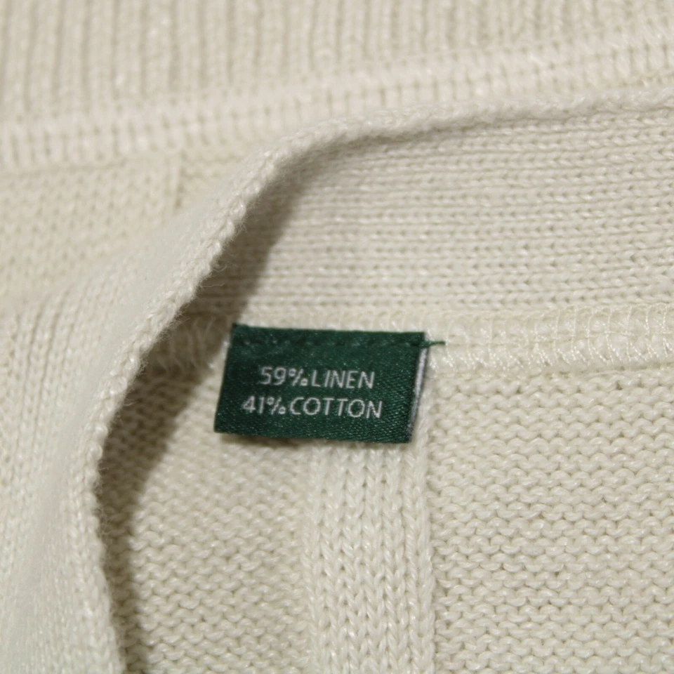 Robert Talbott Nuevo con Etiquetas Cárdigan Suéter Chaleco Talla L En Beige Algodón/Lino Foto 4 de 4