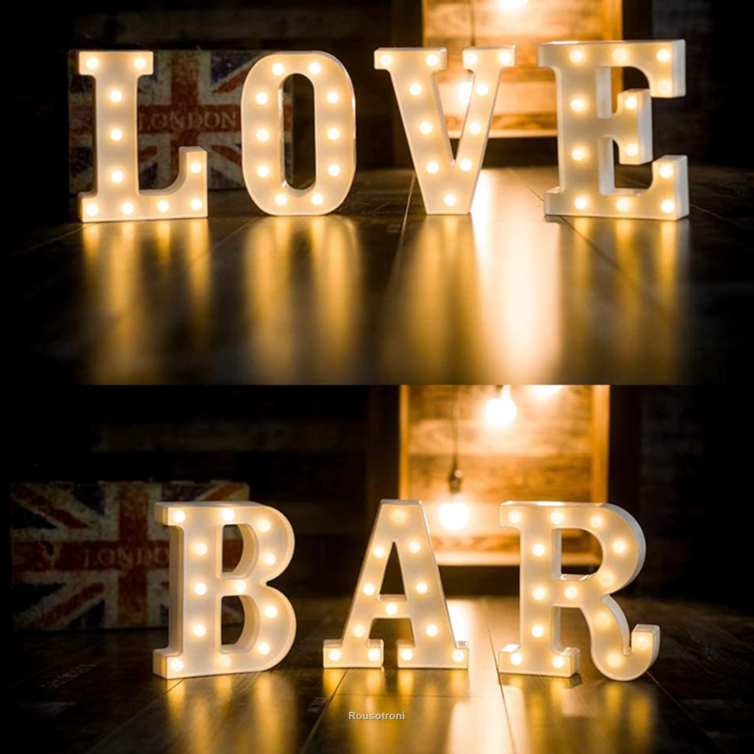 WYFCR Vintage Industrial BAR Sign Decorative LED Illuminated Letter ...