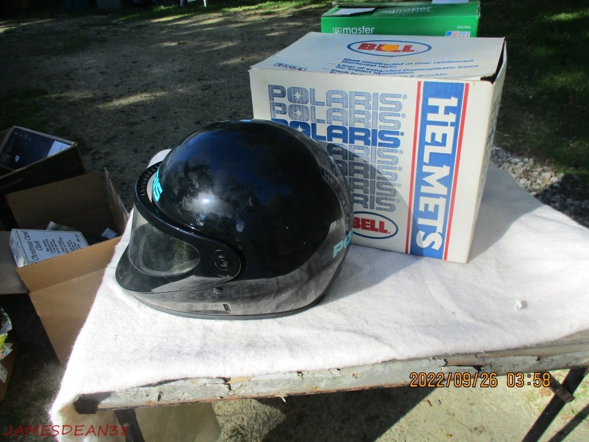 Vintage Polaris BLACK Wedge Style Bell Snowmobile Helmet Size
