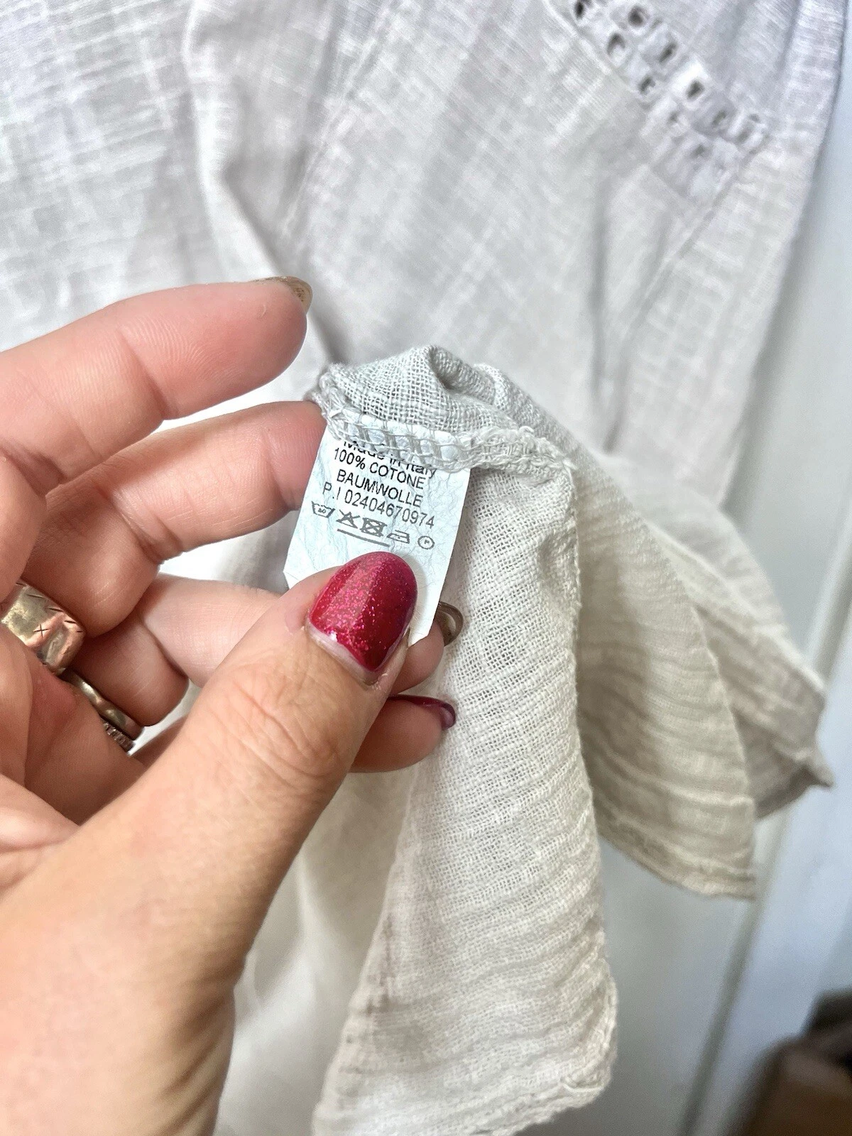 OFF WHITE Abito MADE IN ITALY Beige Off Bianco 100% Cotone Lagenlook taglia UK 16 18 20 22