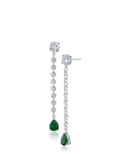CZ by Kenneth Jay Lane KJL Diamond/Emerald Drop Tennis Necklace Earring Set1 NWT - Picture 5 of 6