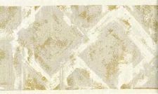 Silky Metallic Gold Cream Silver Diamond Geometric Abstract Wallpaper Border