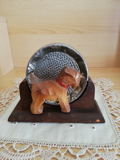 Holz Halter Hunde Figur mit Metall Untersetzer Bar Antik Alt Vintage geschnitzt Holz Halter Hunde Figur mit Metall Untersetzer Bar Antik Alt Vintage geschnitzt