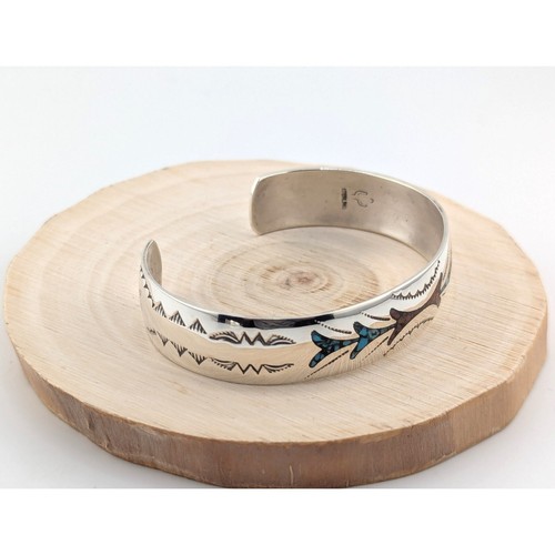 Navajo Cuff Bracelet Signed Handmade Ethnic Native Turquoise Cuff sz 7 *** - Picture 3 of 9