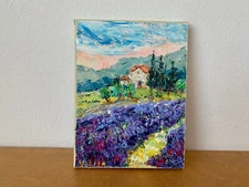 Lavender Field Impasto Oil Painting On Canvas Provence Landscape Wall Art Decor