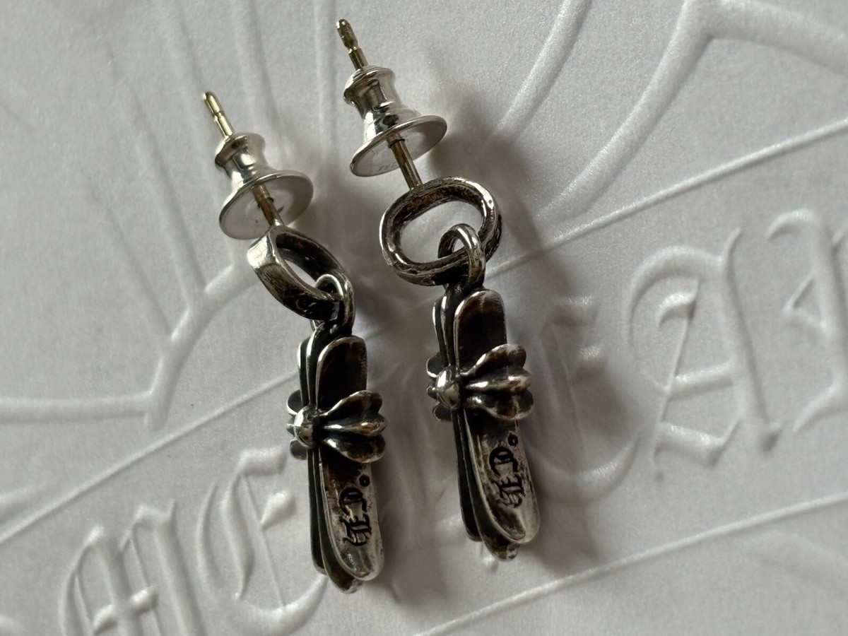 100% Authentic Chrome Hearts Baby Fat Cross Earring (SINGLE