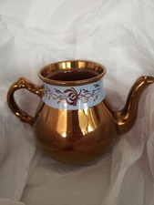 Vintage Gibsons England Blue Band Copper Lustre Tea Pot - NO Lid