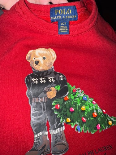 Polo Ralph Lauren Pre-Owned Holiday Bear Fleece Sweatshirt Size 2T - Picture 2 of 4