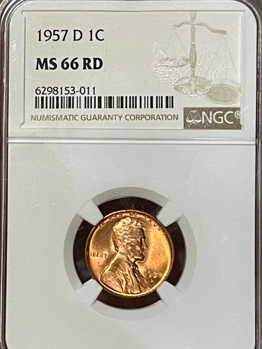 1957 D Lincoln Wheat Cent MS66RD NGC GRADED (011)