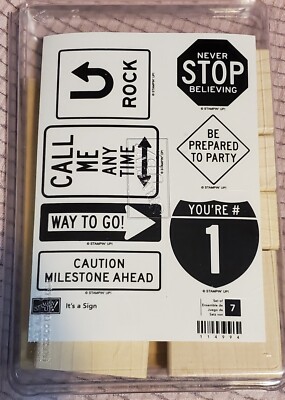 Stampin  Up! IT'S A SIGN Unmounted Brand new Set of 7 Rubber Stamps