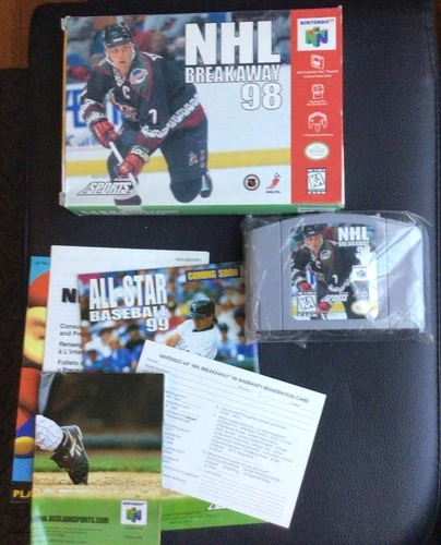NHL Breakaway 98 (Nintendo 64, 1998) N64 Complete CIB with reg card and poster