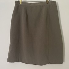 Sag Harbor Pencil Skirt Women's 16 Brown Slit Lined Zip Closure Business Career