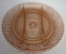 Vintage Indiana Glass Co. Tiara 12” Pink Divided Serving Tray Sandwich Pattern