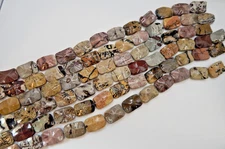 Artistic Jasper ~30mm x 20mm x 7mm Wavy Rectangle Beads (16" strand)