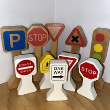 10 Wooden STREET Signs for Thomas Train Railroad Tracks Brio Wood - Yield, Stop