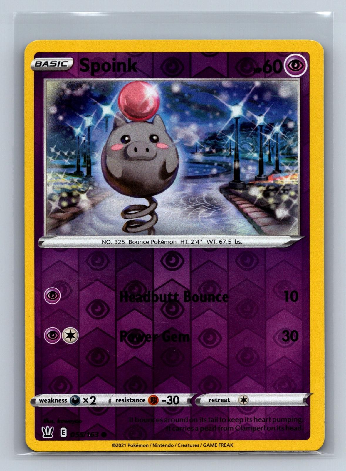 Spoink 055/163 Common Battle Styles Pokemon Reverse Holo NM/M 701c-38