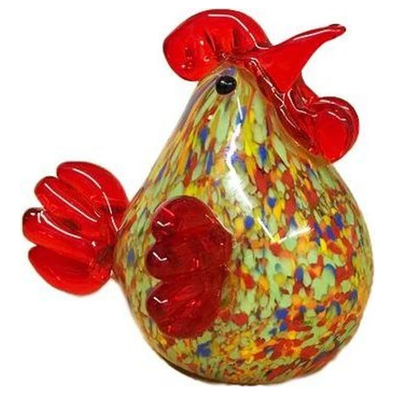 Gallo in Vetro Colorato Giallo Rosso 9x8,5x9 cm Soprammobile Scultura, fotografia 5 di 9
