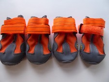 Paw Print Size 2 Orange and Gray Reflective Trim Set of four Dog Booties NWOT