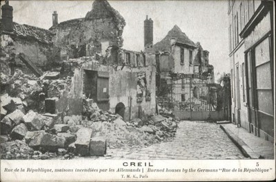Creil Rue de la Republique maisons incendiees