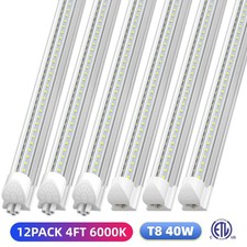 12PACK 4FT LED Shop Light 40W V Shaped 6500K Garage Fixture T8 4 Foot Tube Light