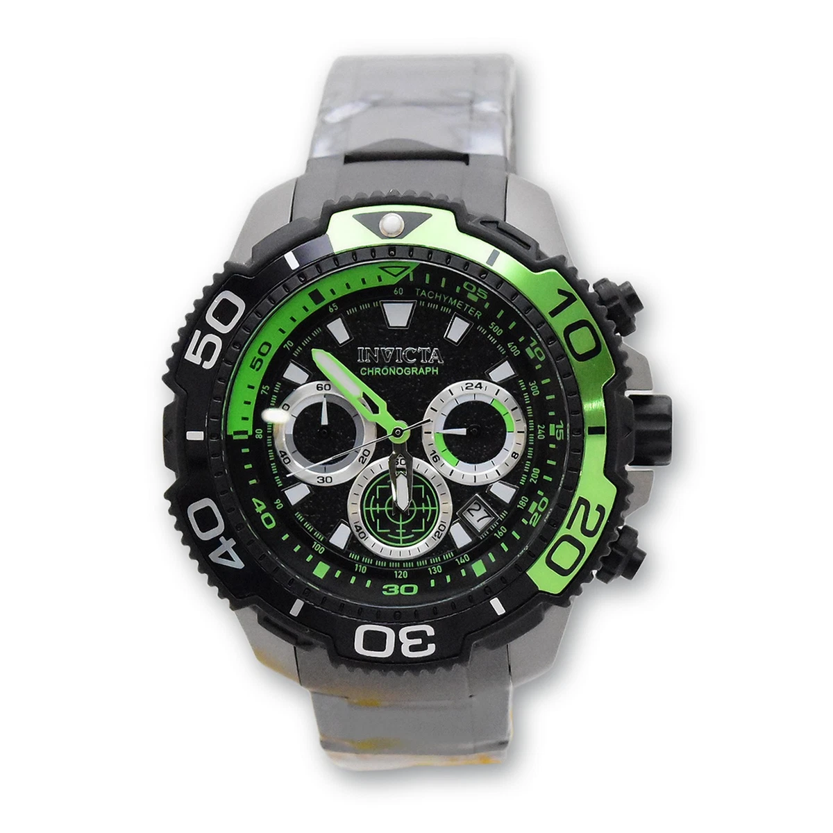 Reloj Invicta Hombre 48mm Titanio Cronógrafo Cuarzo Esfera Verde 100M 49494