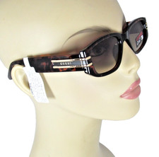 GUESS Translucent Tortoise Shell Narrow Sunglasses Gold Temple Logos GO00071-52P
