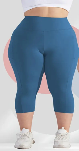 Leggings de yoga capri suaves con mantequilla para mujer con bolsillos 1X-3X negros, azul marino, verde azulado, verde - Imagen 10 de 14