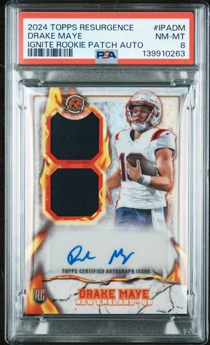 2024 TOPPS RESURGENCE IGNITE ROOKIE PATCH AUTO #IPADM DRAKE MAYE ROOKIE RC PSA 8