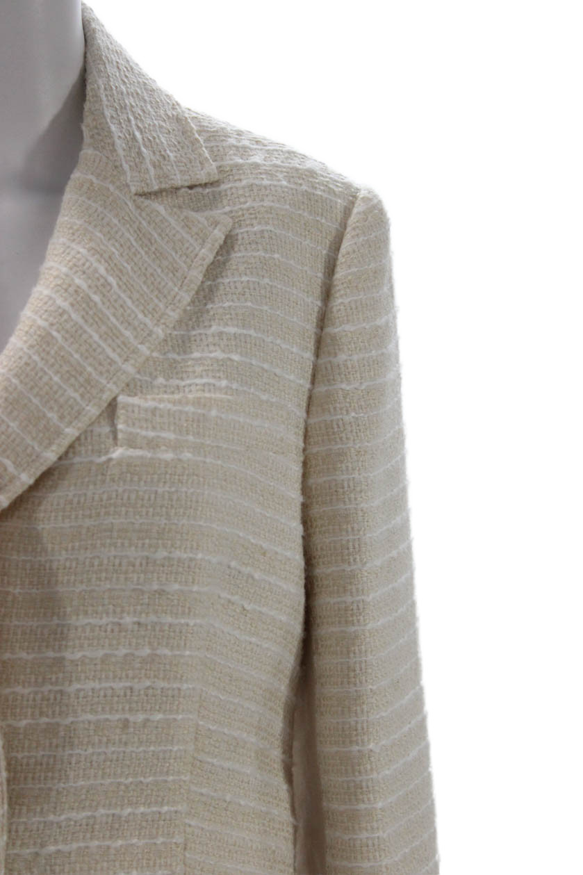 Etcetera Womens Basic Jacket Beige Striped Button… - image 2
