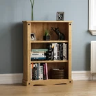 Corona Bookcase 2 Shelf Low Storage Mexican Solid Waxed Pine Display Living Room
