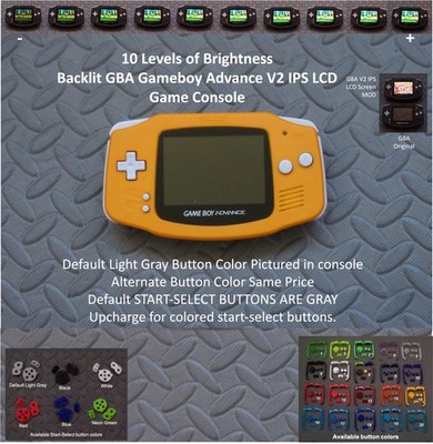 Nintendo Game Boy Advance Mod With 10 Level V2 IPS Backlit Lcd  System