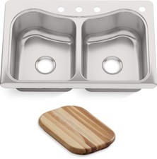 KOHLER Staccato 33" x 22" x 8-5/16" top-mount double-equal bowl kitchen sink