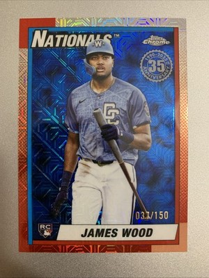 2025 Topps Update - 1990 Chrome Silver Pack James Wood #U90C-30 (RC) Blue 37/150