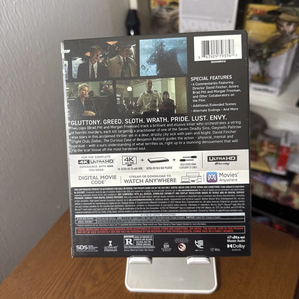 SEVEN (SE7EN) - 30TH ANNIVERSARY - 4K UHD DIGIBOOK - FREEMAN/PITT - BRAND NEW! - Image 3 of 3