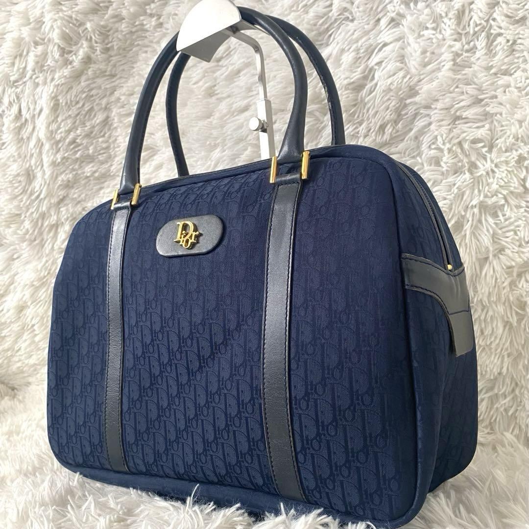 Dior Trotter Mini Boston Bag in Navy with Gold Logo Rare Vintage