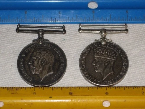 vintage British Military  medals coin lot, WWI and WWII Georgivs medals, silver