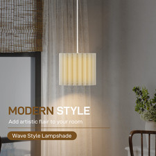 Image of Floor Lamp White Metal & Linen 32x178cm Wave Shade E27 1.5m Modern Slim LED Home