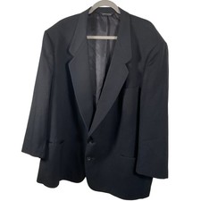 Pierre Cardin Couture Mens 54R Black 100 Wool Tuxedo Jacket Satin Peak Lapel