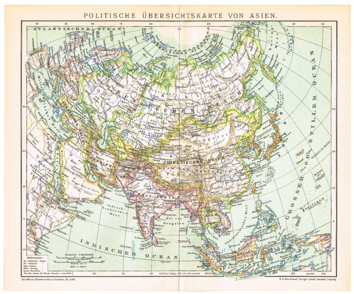 古色古香的亚洲地图及地图册中国1900-1909 日期范围| eBay