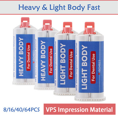 64PCS Dental Impression Material VPS Heavy & Light Body Fast Set 50 ml Cartridge