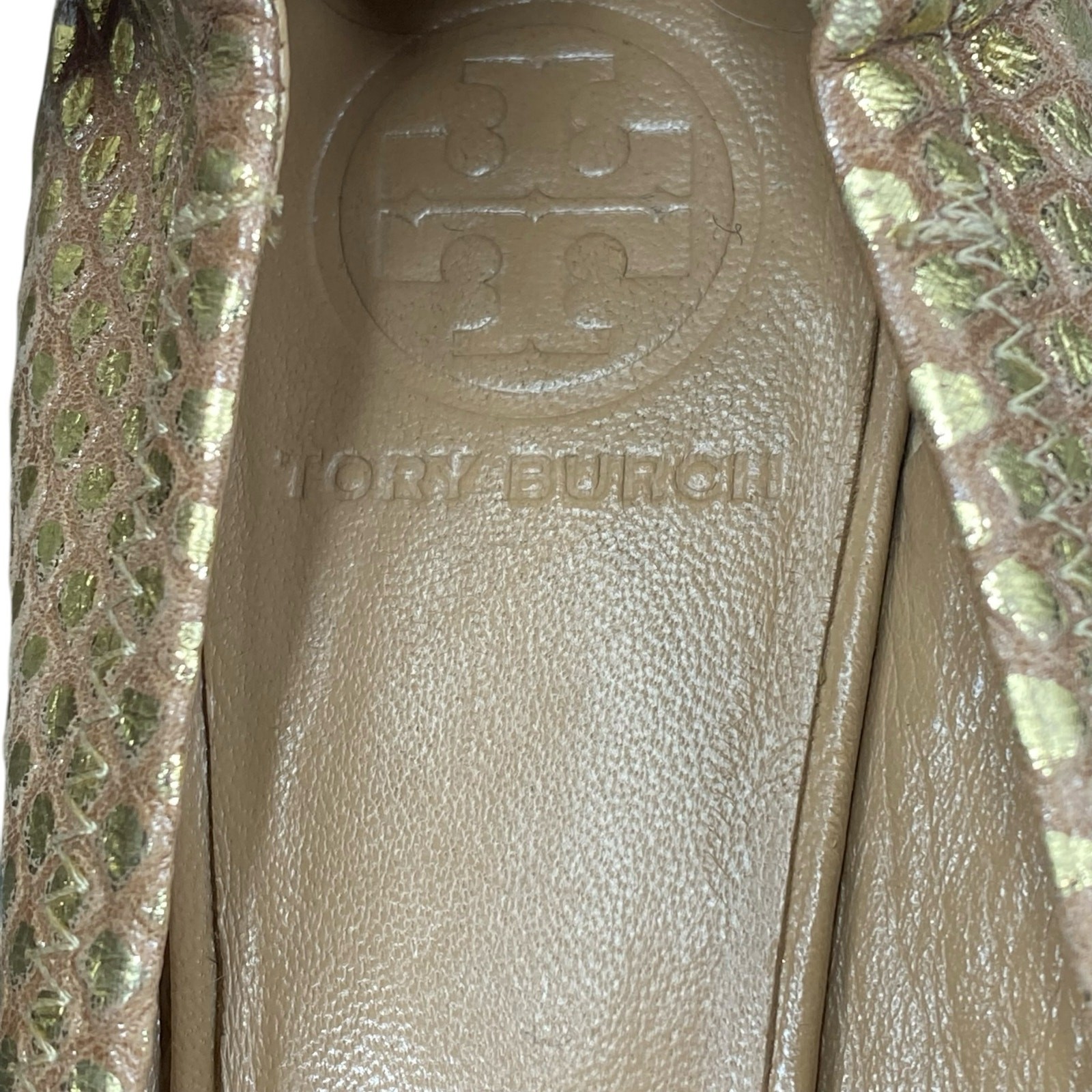 Tory Burch Women’s Gold Python Embossed Ballet Fl… - image 10