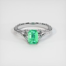 Russia Emerald Cut Green Emerald Platinum 950 Ring 1.03CT